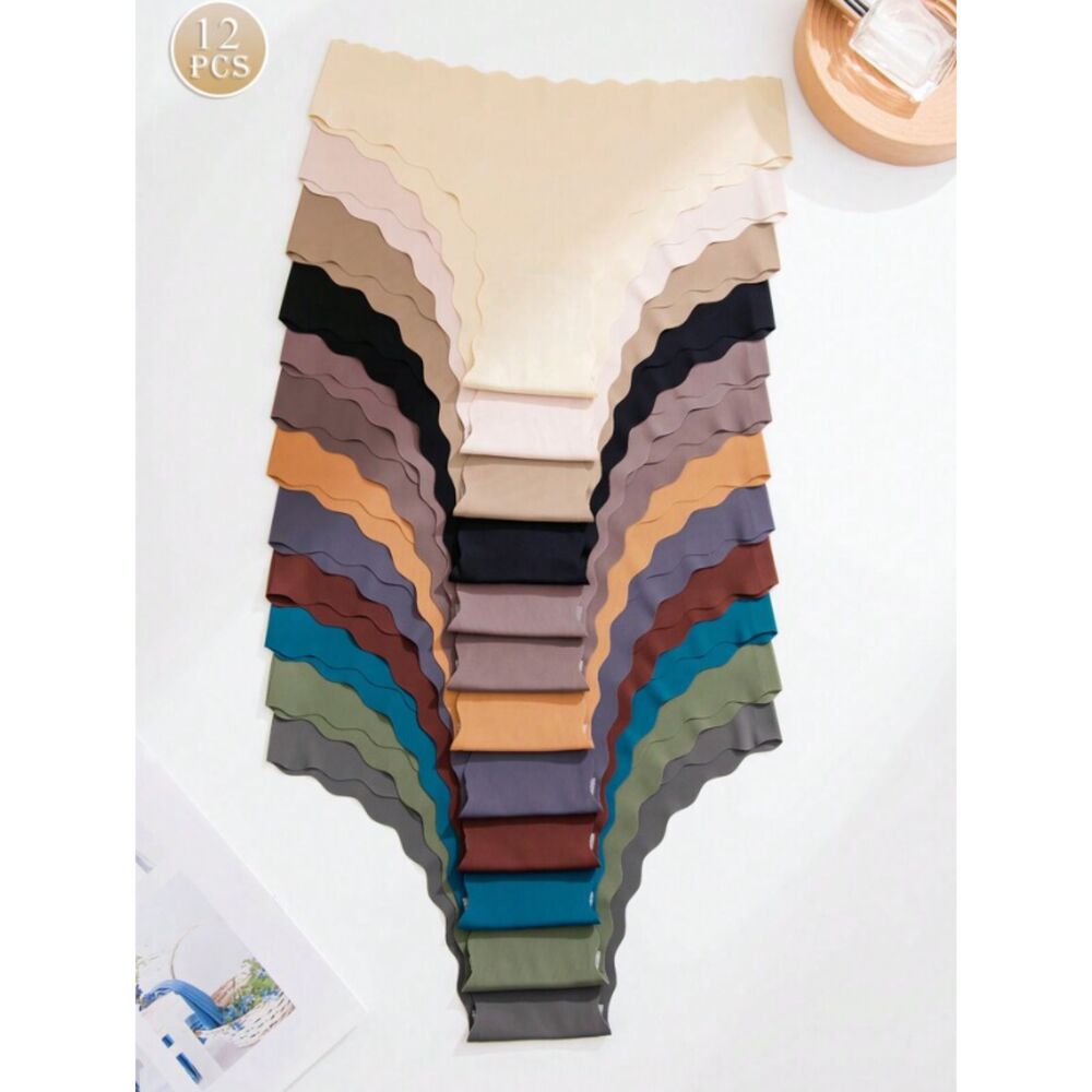 Shein NWT Multicolored 12 Pack Scalloped Edge No Show Panties XS